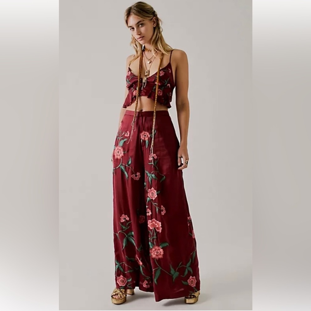 Free people x Anna Sui Poppy embroidered set, size 2